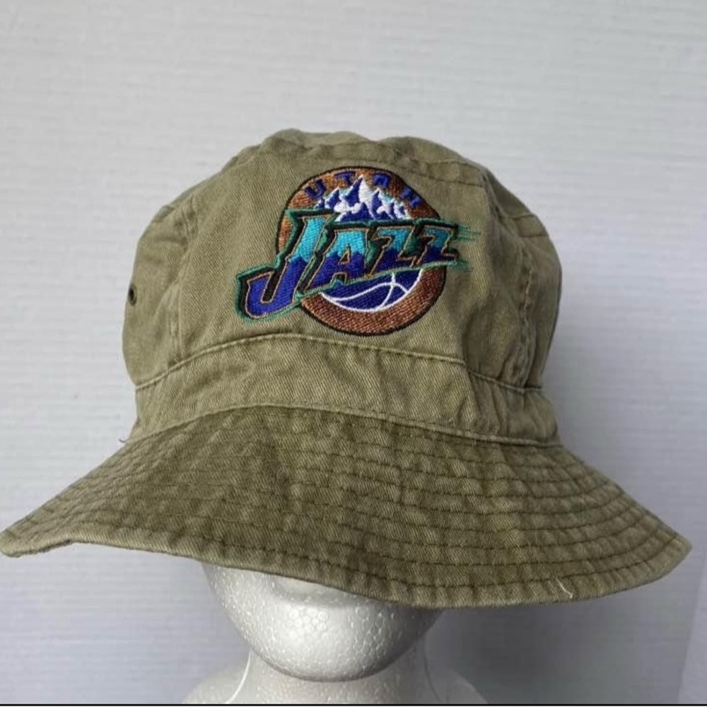 Vintage Utah Jazz Basketball Embroidered Canvas Bucket Hat Unisex